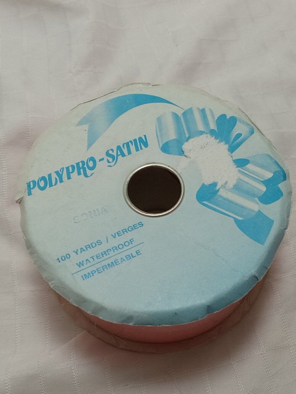 50 metres vintage Pink polypropylene with a satin finish (waterproof)